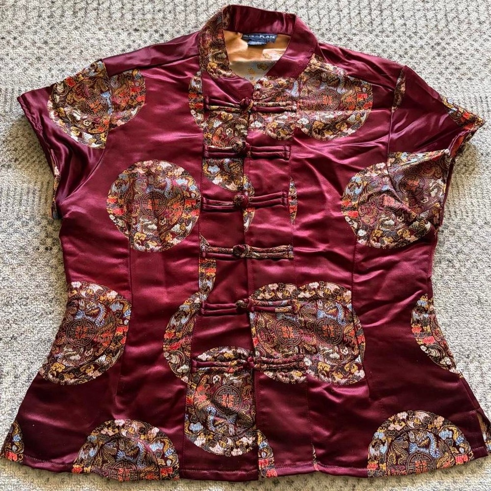 Y2K Chinese top jacket frog closure ornate festival circles unique